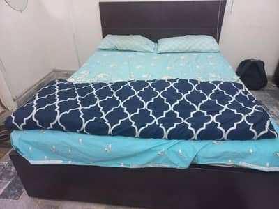 Wooden Bed and Spring Mattress