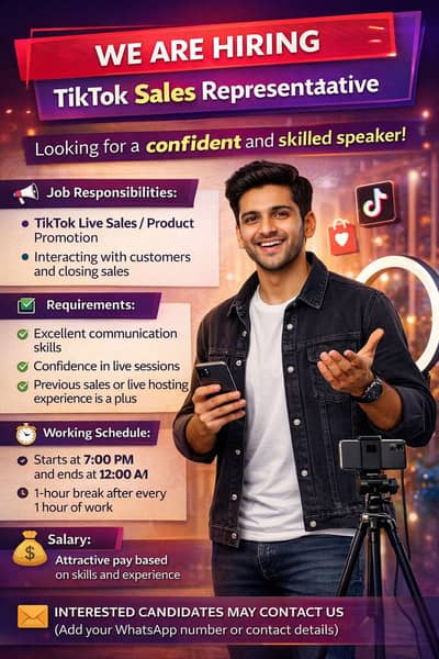 we are hiring sales person for tiktok live