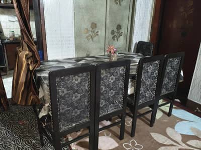 pure Wooden dining table with 6 chairs