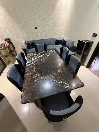 Dining table and Sofa set L shape good condition