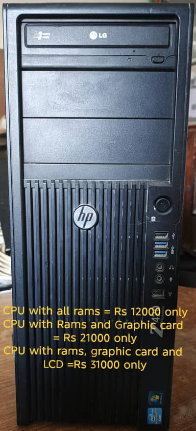 HP Z420 CPU, LCD Graphic card, Rams