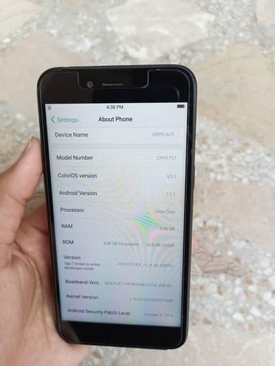 OPPO A71 OFFICIAL PTA APPROVED Dual Sim For Sale WhatsApp #03265949331