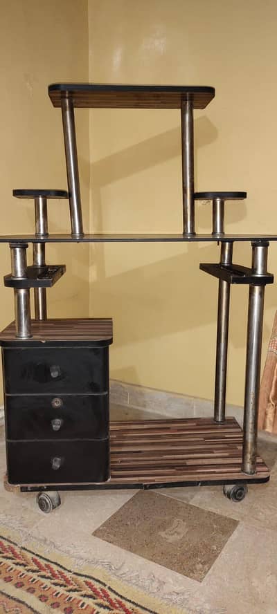 computer trolley with side table