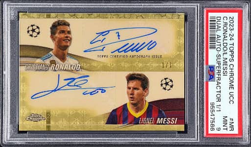 dual ronaldo & messi aughtograpgh card