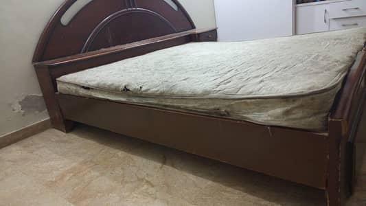 wood bed with side table  dimand fome