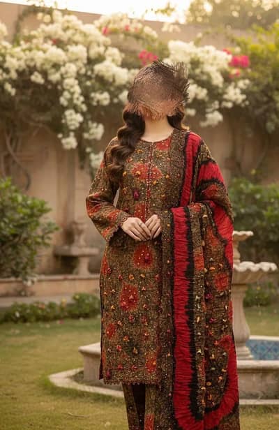 3 PCs women's unstitched prited suit