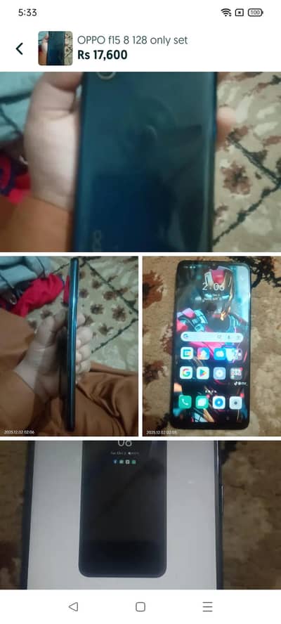 OPPO f15 best for gaming 12 / 128  approved without box