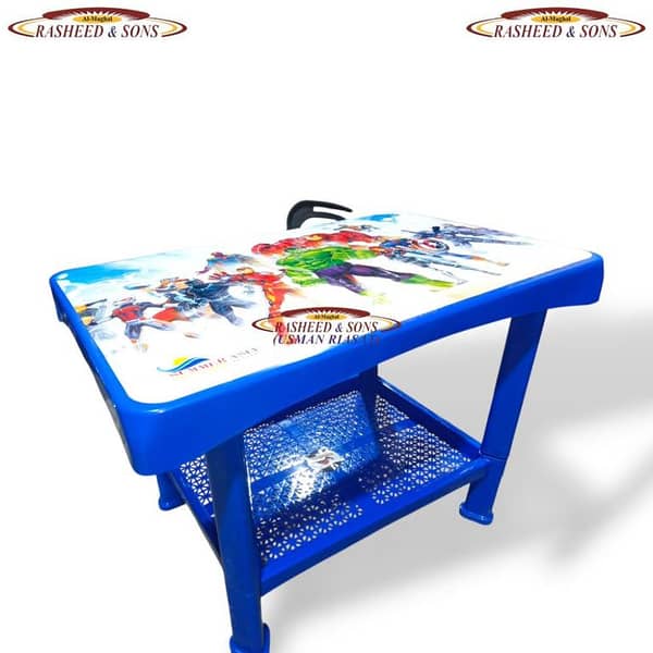 Usman Furniture & Plastics 100% Pure Plastic Blue Baby Table with Storage Basket
