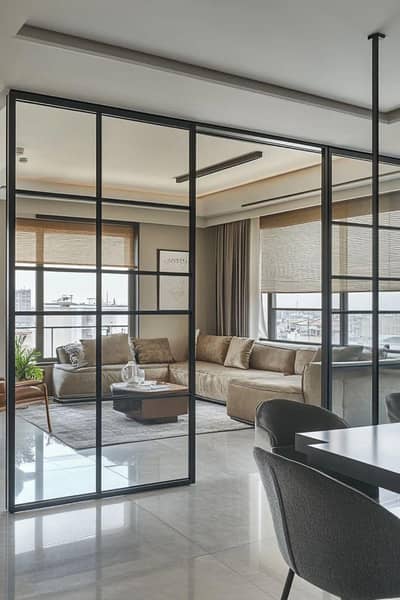 Framed Glass Partition//plasterboard//Glass partition//Interior