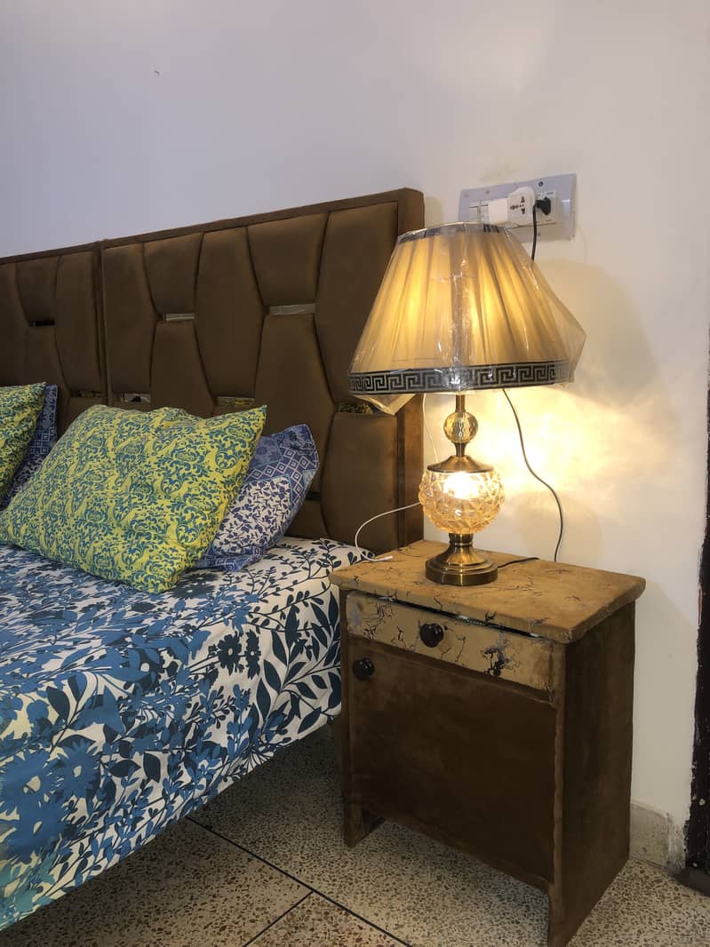 Solid Wood Bed Set With Side Table 1