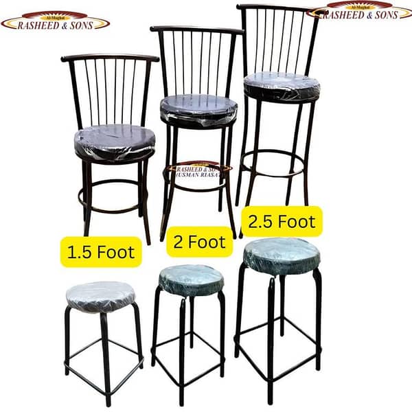 Round Metal Stool with Cushioned Seat by Usman Furniture and Plastics