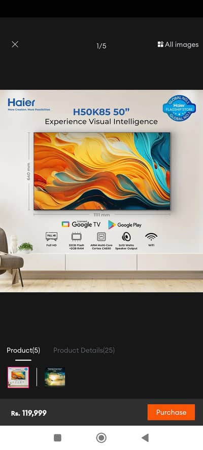 Brand new box packed Haier 50 inch 4k Google TV with warranty