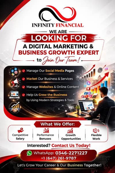 Hiring Social Media & Digital Marketing Manager – Infinity Financial