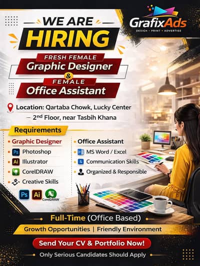 Fresh Female Graphic Designer & Office Assistant