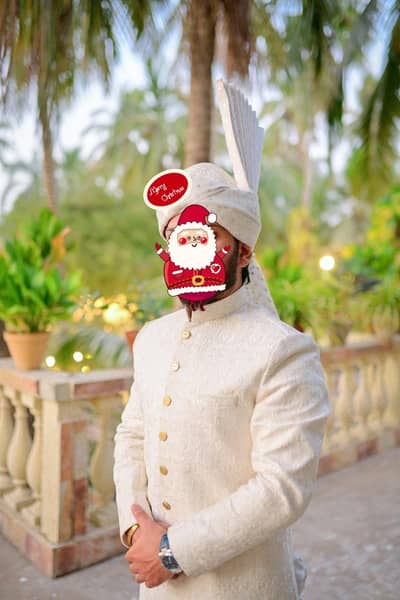 white Sherwani with full package