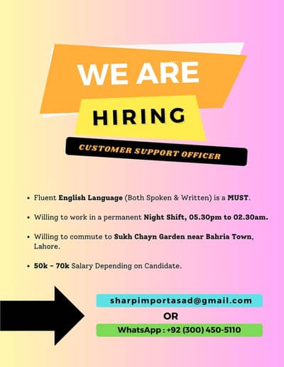 Customer Services Representative Required