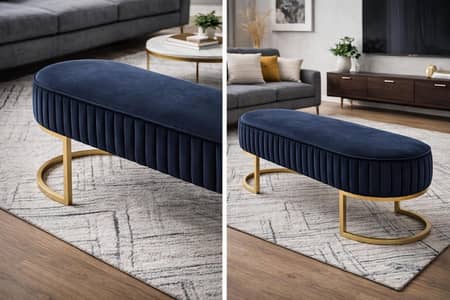 Black Velvet Ottoman Bench
