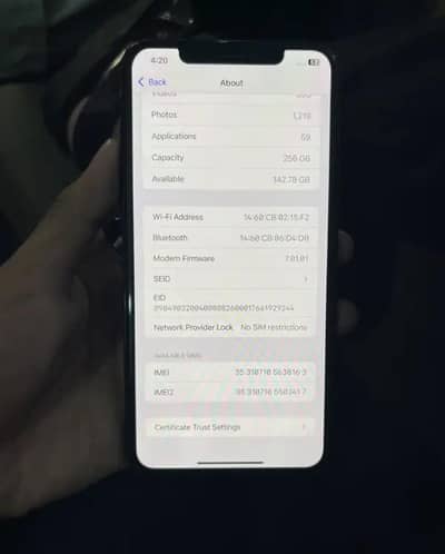 Iphone XsMax Non PTA Factory Unlock 256gb