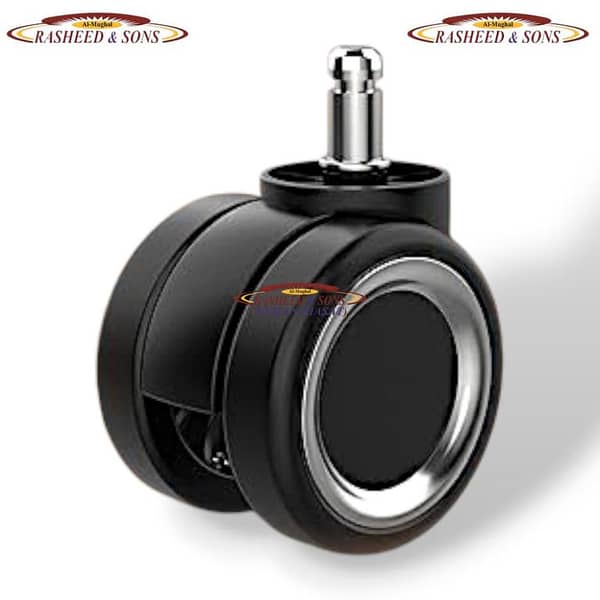 Black Chrome Revolving Chair Wheels Replacement Set (5 Pcs) and 1 Piece – Smooth Rolling Universal Fit Casters