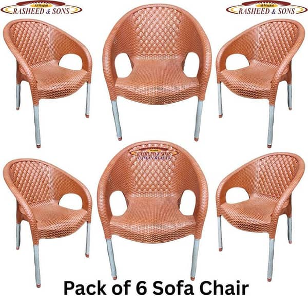 Elegant Woven-Style Rattan Sofa Chair Set with Folding or Fixed Table – 4/6 Seats (+ Table) | Plastic Chair Set for Outdoor or Living Room