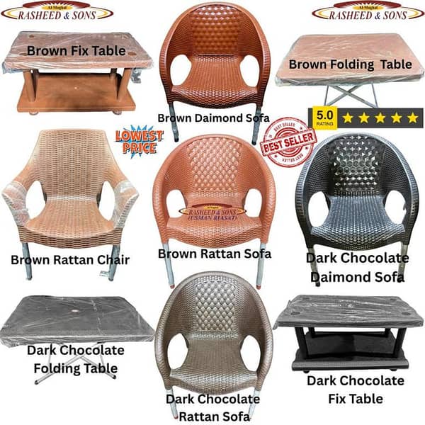 Plastic Chair and Table Set | Diamond & Relaxo Arm Chair with Fix & Folding Table in Various Designs