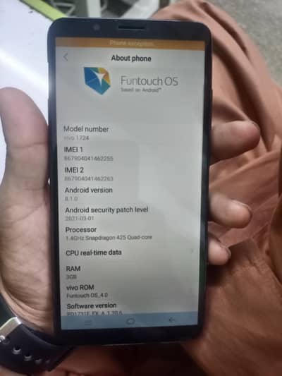 vivo y1724 3/64 dual SIM PTA approved
