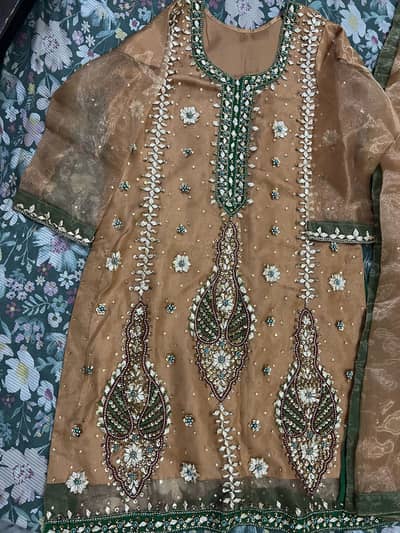 Heavy gota and tilla work new organnza dress