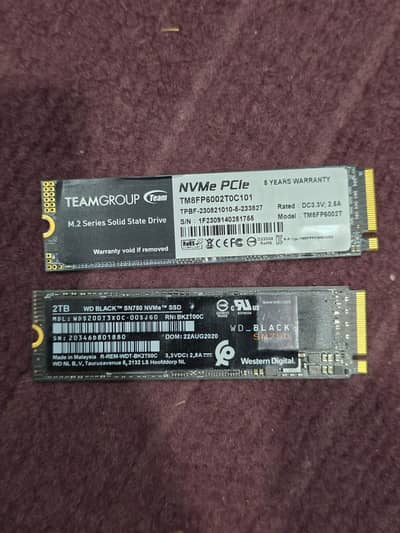 TEAMGROUP 1TB NVME & WD 2TB SN750 NVME