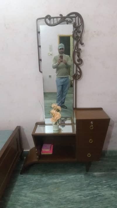 wooden double bed set with Ortho mattress