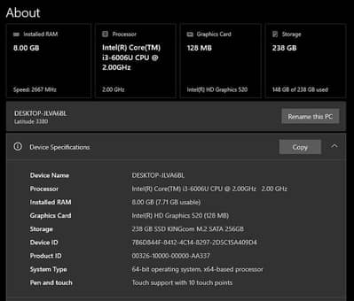 Dell Latitude 3380 i3 6th Gen 8GB RAM 256GB SSD Touch Laptop