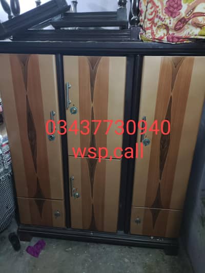 safe almari 3door , wooden look  almari pics wly nmbr pe contact krny