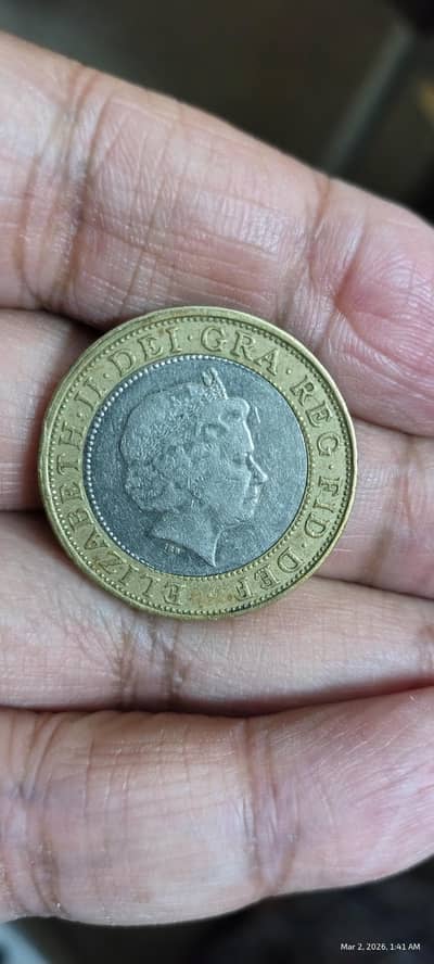 British Queen Elizabeth II 2 Pound UK Coin, Uk Old Coin, UK Rare Coin,