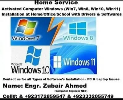 Activated Computer Windows installation with drivers Home Service