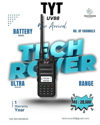 Walkie Talkie | TYT UV88 | Wireless | Two Way Radio 5W Dual Band | 200