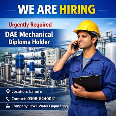 DAE Mechanical Diploma holder need fresh person best opportunity