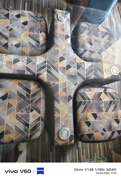 L-Shape Corner Sofa Set with 4 Stools & Glass Table – Good Condition