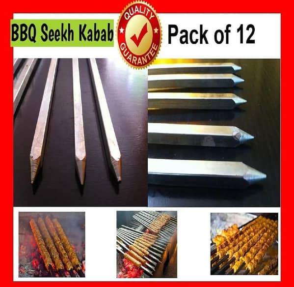 BBQ Kabab Sticks Seekh Kabab Skewers Charcoal Coal Barbecue Grill Barbeque Stainless Steel polish بار بی کیو کباب Hand Grill EID UL ADHA Bar B Q Tandoori Seekh Kabab Hand Liner Coal Angethi Angethe Kabab Seekh Skewers Bar B Q round Rod Needle