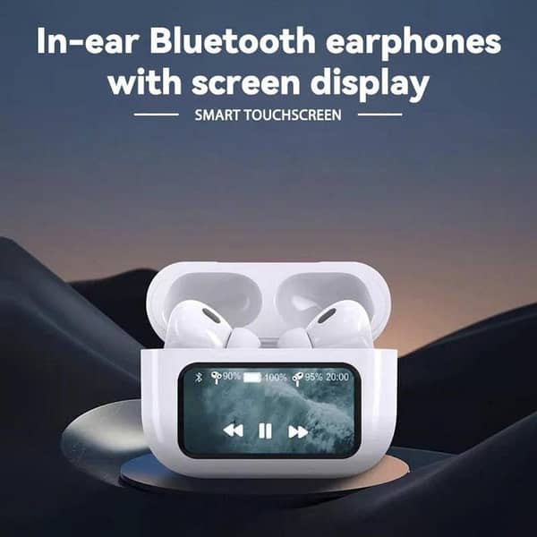 A9 Pro ANC Wireless Headset with TWS Earbuds, 5.4 GHz, Smart Screen, Long Battery Life, White