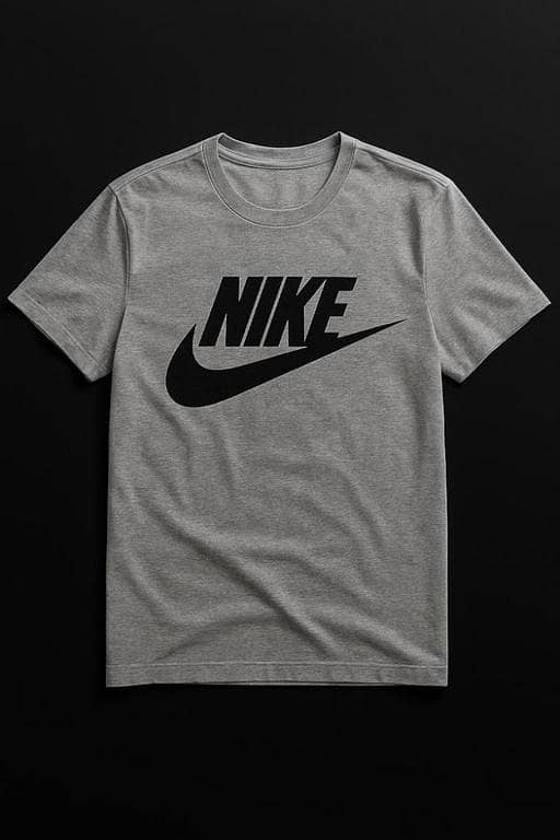 Crisp Cotton Tee | Sleek Gray Nike-Style Swoosh
