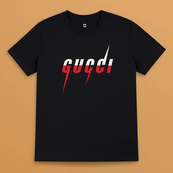 Cotton Tee I Sleek Black Guci-Style T-Shirt