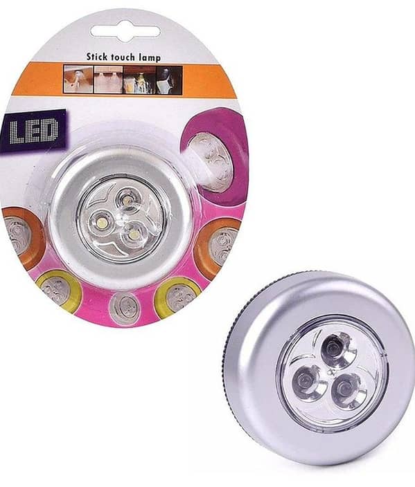 Powered LED Tap Touch Night Light - Self-Adhesive Push Button Lamp for Closet, Cabinet, Wardrobe, Kitchen, Stairs (1 Pc) - Bright Wireless