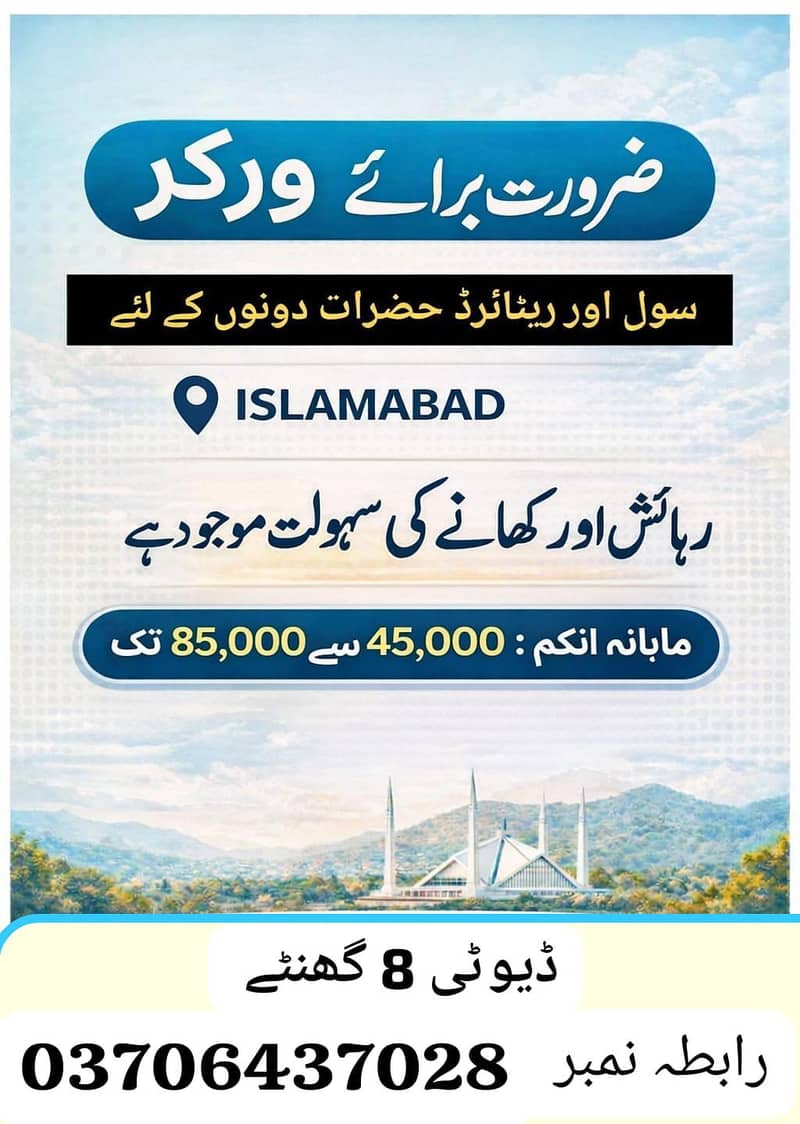 need a workers for different work 0