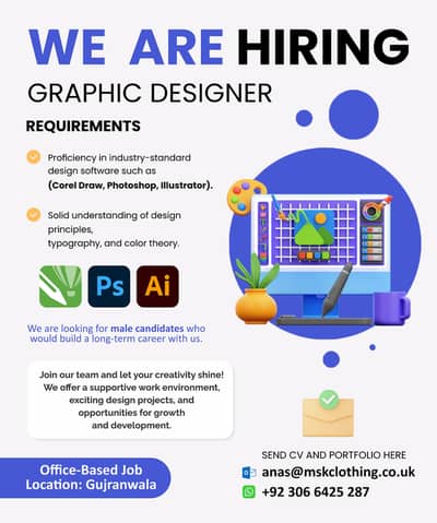 We are hiring a creative Graphic Designer with strong skills in Photos