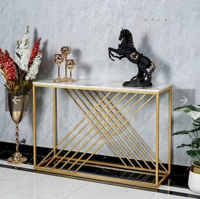 UV Marble Top with Golden Frame Consol Table