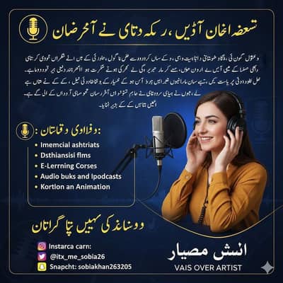 Professional Voice Over Artist - اشتہارات، آڈیو بکس اور ڈبنگ