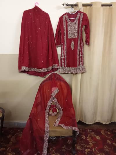 Bridal Two Dress , Red shirt & langa, Sea Green Maxi