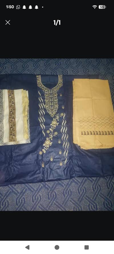 3 PCs on mbroidery suit trouser lembroidery