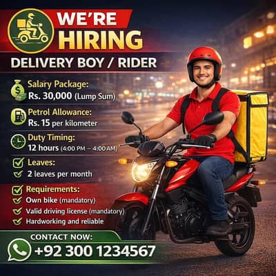 Delivery Boy Wanted – Bike Must, Petrol Allowance