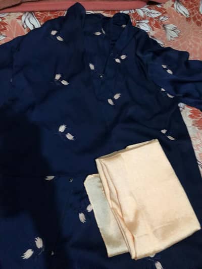 blue abya matching skaf golden