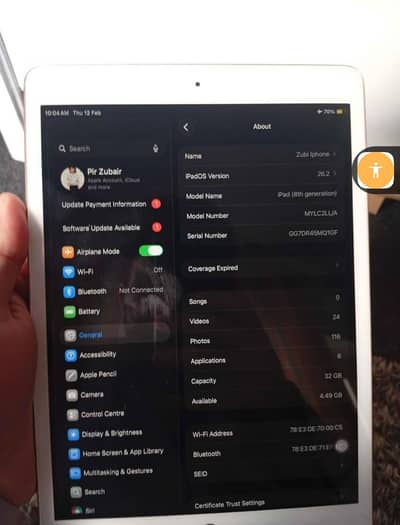 ipad 8 generation 32gb memory with box only urgent sale